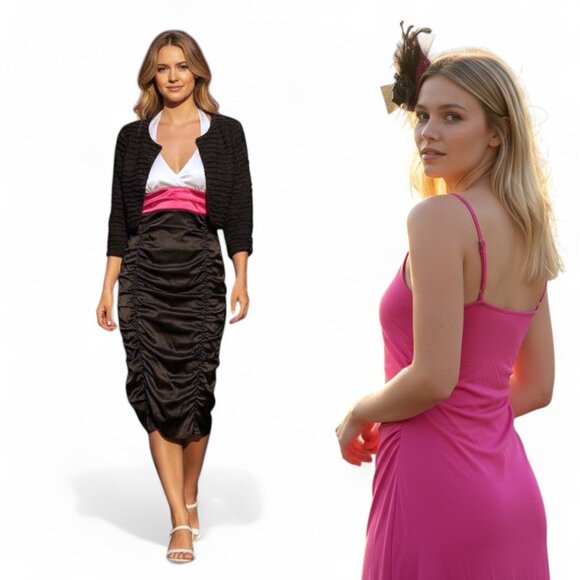 DEB Y2K Ruched Dress and Joie Ruched Slip Dress + Costume Accessories Halloween - Picture 1 of 11